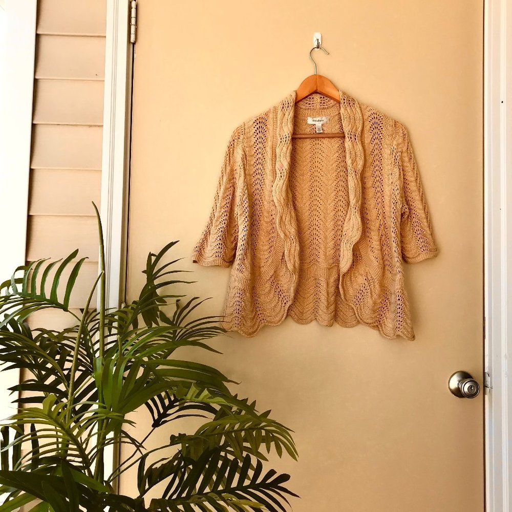 -DRESSBARN Knit Nude Cream Half Sweater Cardigan